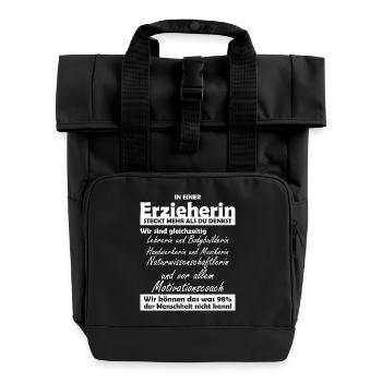 Erzieherin - Rolltop Rucksack mit zwei Griffen - Schwarz - Vorne