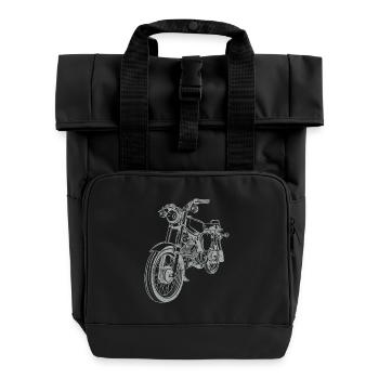 Simson S51 Vintage Lineart Silhouette - Rolltop Rucksack mit zwei Griffen - Schwarz - Vorne