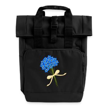 zartes Vergissmeinnicht Sträusschen - Rolltop Rucksack mit zwei Griffen - Schwarz - Vorne