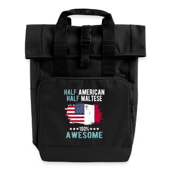 Halb Amerikaner Halb Mateser - Rolltop Rucksack mit zwei Griffen - Schwarz - Vorne