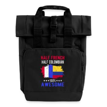 Halb Franzose Halb Kolumbianer - Rolltop Rucksack mit zwei Griffen - Schwarz - Vorne