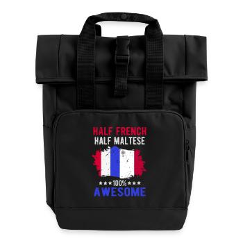 Halb Franzose Halb Mateser - Rolltop Rucksack mit zwei Griffen - Schwarz - Vorne