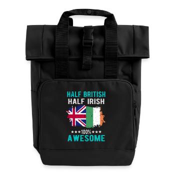 Half British Half Irish - Roll Top Backpack with Two Handles - black - Front
