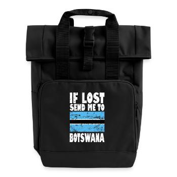 Botswana Flagge Spruch - Rolltop Rucksack mit zwei Griffen - Schwarz - Vorne