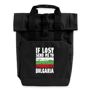 Bulgaria Flag Saying - Roll Top Backpack with Two Handles - black - Front