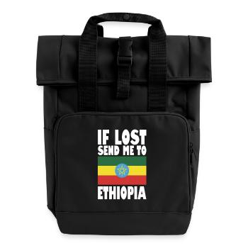 Äthiopien Flagge Spruch - Rolltop Rucksack mit zwei Griffen - Schwarz - Vorne