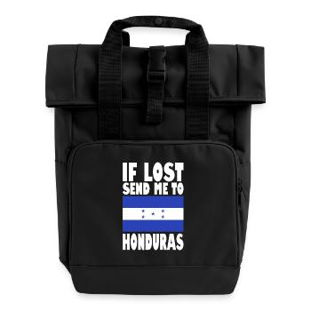 Honduras Flag Saying - Roll Top Backpack with Two Handles - black - Front