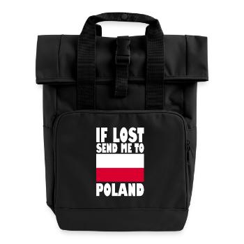 Poland Flag Slogan - Roll Top Backpack with Two Handles - black - Front
