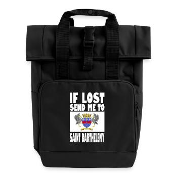 Saint Barthélemy Flag Saying - Roll Top Backpack with Two Handles - black - Front
