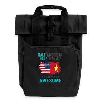 Halb Amerikaner Halb Vietnamese - Rolltop Rucksack mit zwei Griffen - Schwarz - Vorne