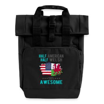 Halb Amerikaner Halb Waliser - Rolltop Rucksack mit zwei Griffen - Schwarz - Vorne
