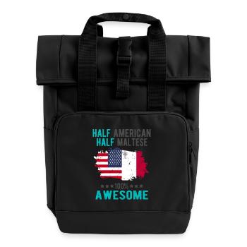 Halb Amerikaner Halb Mateser - Rolltop Rucksack mit zwei Griffen - Schwarz - Vorne