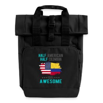 Halb Amerikaner Halb Kolumbianer - Rolltop Rucksack mit zwei Griffen - Schwarz - Vorne