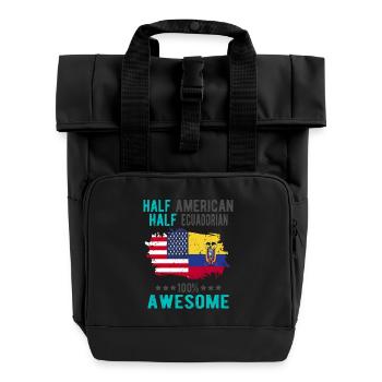Halb Amerikaner Halb Ecuadorianer - Rolltop Rucksack mit zwei Griffen - Schwarz - Vorne
