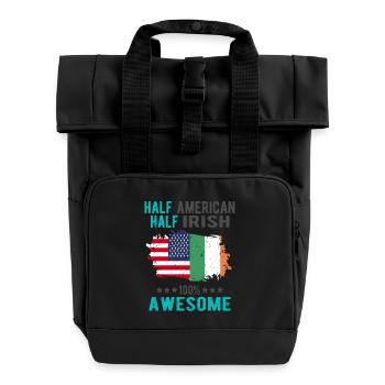 Half American Half Irish - Roll Top Backpack with Two Handles - black - Front