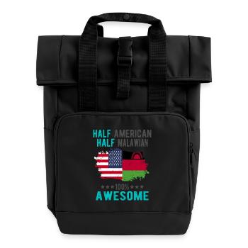 Half American Half Malawi - Roll Top Backpack with Two Handles - black - Front