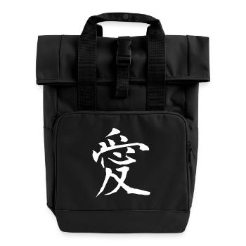 Kanji japonais : Amour - Sac à dos Roll Top à deux anses - noir - Devant