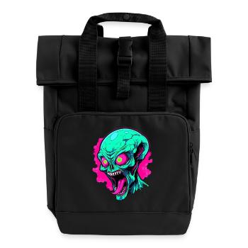 Wütende Alien-Invasion - Rolltop Rucksack mit zwei Griffen - Schwarz - Vorne