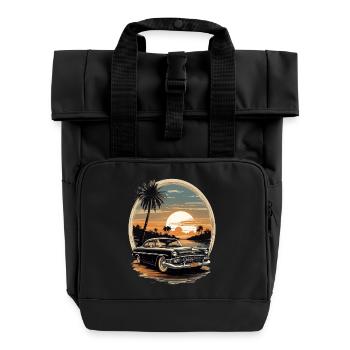 Classic Cars 1950 - Rolltop Rucksack mit zwei Griffen - Schwarz - Vorne