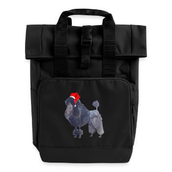 Pudel Weihnachten - Rolltop Rucksack mit zwei Griffen - Schwarz - Vorne