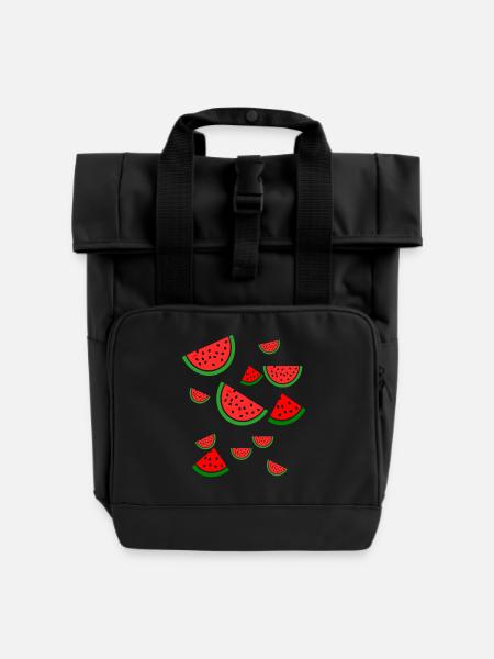 Wassermelone Melone - Rolltop Rucksack mit zwei Griffen - Schwarz