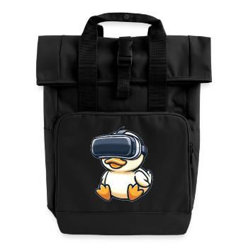 Ente Erpel VR Virtual Reality Gamer Zocker Süß - Rolltop Rucksack mit zwei Griffen - Schwarz - Vorne