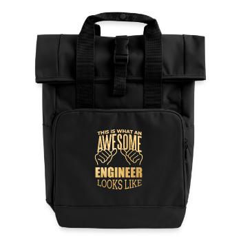Ingenieur - Rolltop Rucksack mit zwei Griffen - Schwarz - Vorne