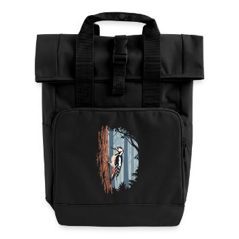 Buntspecht Im Mystischen Wald - Rolltop Rucksack mit zwei Griffen - Schwarz - Vorne