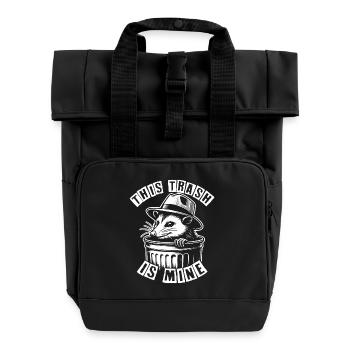 Trash - funny opossum looks out of the garbage can - Roll Top Backpack with Two Handles - black - Front