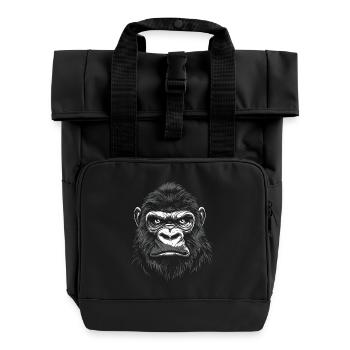 Gorilla Portrait Wildlife Wildtier Dschungel Affe - Rolltop Rucksack mit zwei Griffen - Schwarz - Vorne