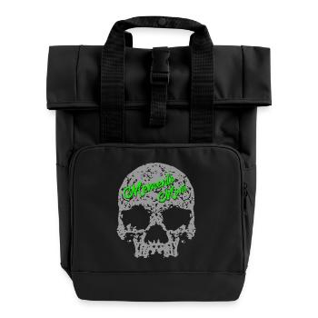 Memento Mori Skull - Roll Top Backpack with Two Handles - black - Front