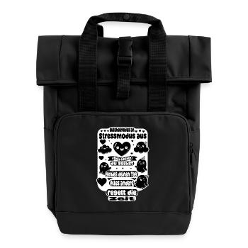 Cuddle mode on – stress mode off - Roll Top Backpack with Two Handles - black - Front