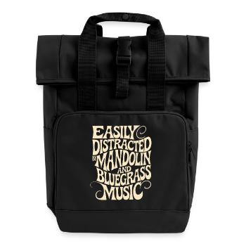 Faszination für Mandoline und Bluegrass - Rolltop Rucksack mit zwei Griffen - Schwarz - Vorne