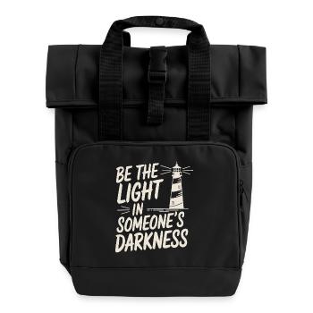 Lighthouse Motivational Saying - Positive Thinking - Roll Top Backpack with Two Handles - black - Front