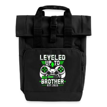 Zum großen Bruder 2025 aufgestiegen - Rolltop Rucksack mit zwei Griffen - Schwarz - Vorne