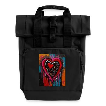 Herz für Kunstliebhaber - Rolltop Rucksack mit zwei Griffen - Schwarz - Vorne