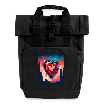 Herz für Kunstliebhaber - Rolltop Rucksack mit zwei Griffen - Schwarz - Vorne