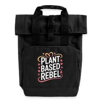Vegetarian Vegan Veggie Vegetarian - Roll Top Backpack with Two Handles - black - Front