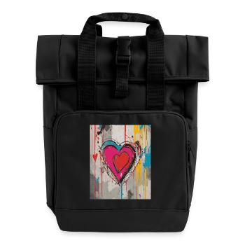 Herz für Kunstliebhaber - Rolltop Rucksack mit zwei Griffen - Schwarz - Vorne