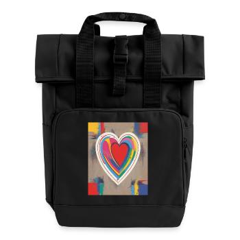 Herz für Kunstliebhaber - Rolltop Rucksack mit zwei Griffen - Schwarz - Vorne