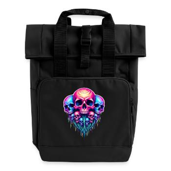 Psychedelic skull - Roll Top Backpack with Two Handles - black - Front
