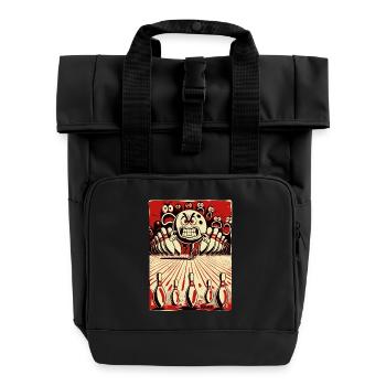 Bowling-Showdown: Bowling Kugel gegen Kegel - Rolltop Rucksack mit zwei Griffen - Schwarz - Vorne