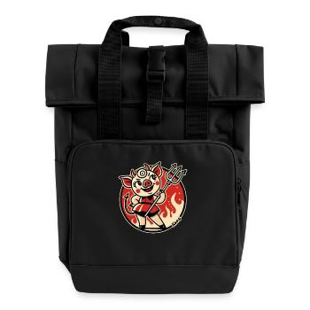Evil piggy demon from hell - Roll Top Backpack with Two Handles - black - Front