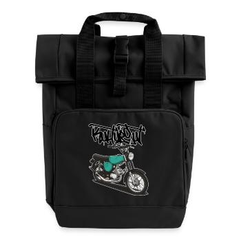 S51 (türkis) // Illustration - Rolltop Rucksack mit zwei Griffen - Schwarz - Vorne