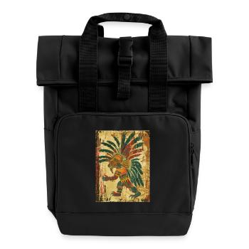 Mayan Demon God in Ancient Style - Roll Top Backpack with Two Handles - black - Front