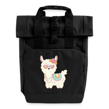 Süßes Lama Sommer - Rolltop Rucksack mit zwei Griffen - Schwarz - Vorne