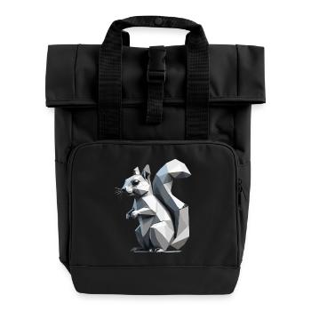 Écureuil - Mignon design de polygone bas - Sac à dos Roll Top à deux anses - noir - Devant