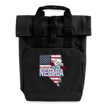 Nevada United States Retro Vintage Souvenir - Roll Top Backpack with Two Handles - black - Front