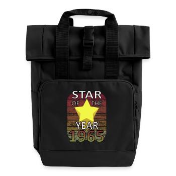 Star Year 1965 Birthday Shirt Legend - Roll Top Backpack with Two Handles - black - Front