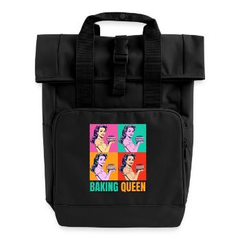 Baking Cake Baking Queen Baking Fairy Baker Pop Art - Roll Top Backpack with Two Handles - black - Front